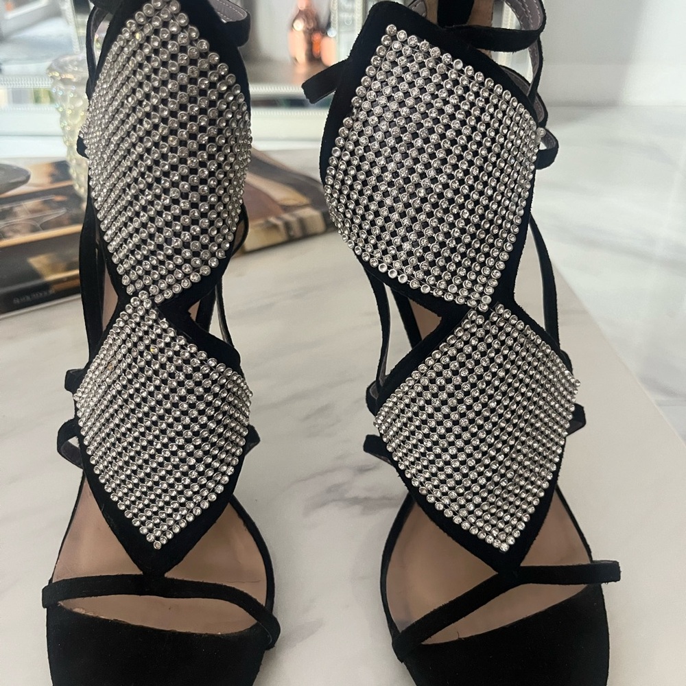 Glamorous Black and Silver Women's Sandals